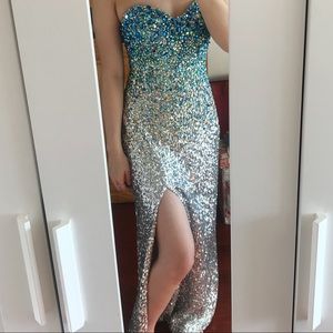 La Femme Full Sequin Prom Dress